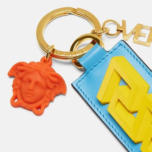 Versace unisex La Medusa Greca logo monogram keychain bag charm NEW